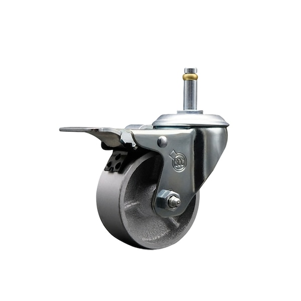 Semi Steel Swivel Grip Ring Caster3'' Wheel&7/16'' Stem w/Total Lock BRK